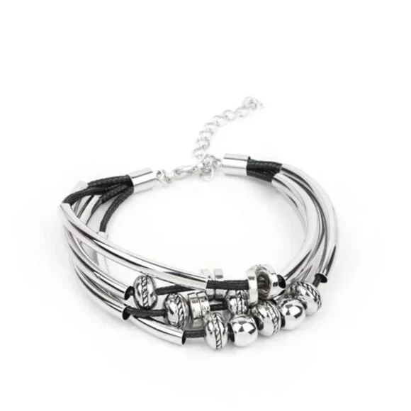 Paparazzi Jewelry Accessories - We Aim To Please - Black Bracelet - Vintage - Picture 4 of 4